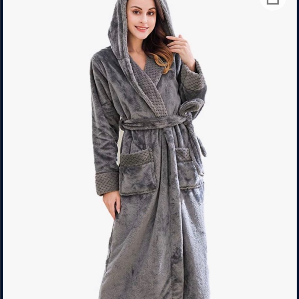 Women's Soft Warm Fleece Bathrobe with Hood